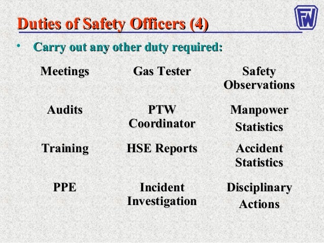duties and responsibilities of safety officer in construction field pdf safety officer job description in manufacturing